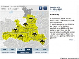 Der Lawinen Lagebericht des Bundesland Salzburgs.