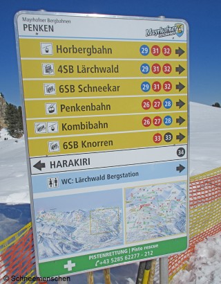 Pistenschild Mayrhofen Harakiri