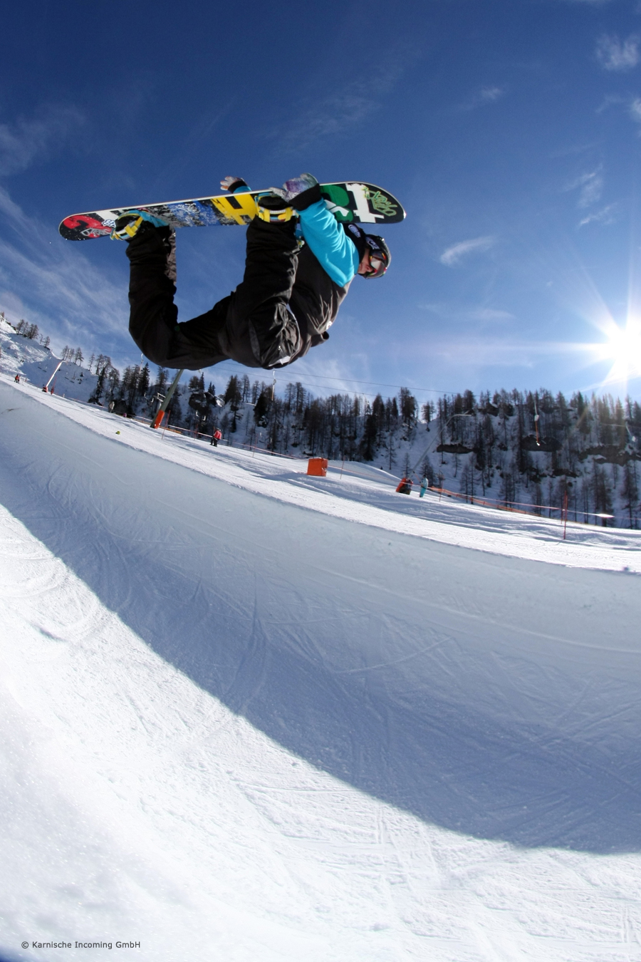 Der Snowpark im Skigebiet Nassfeld in Kärnten