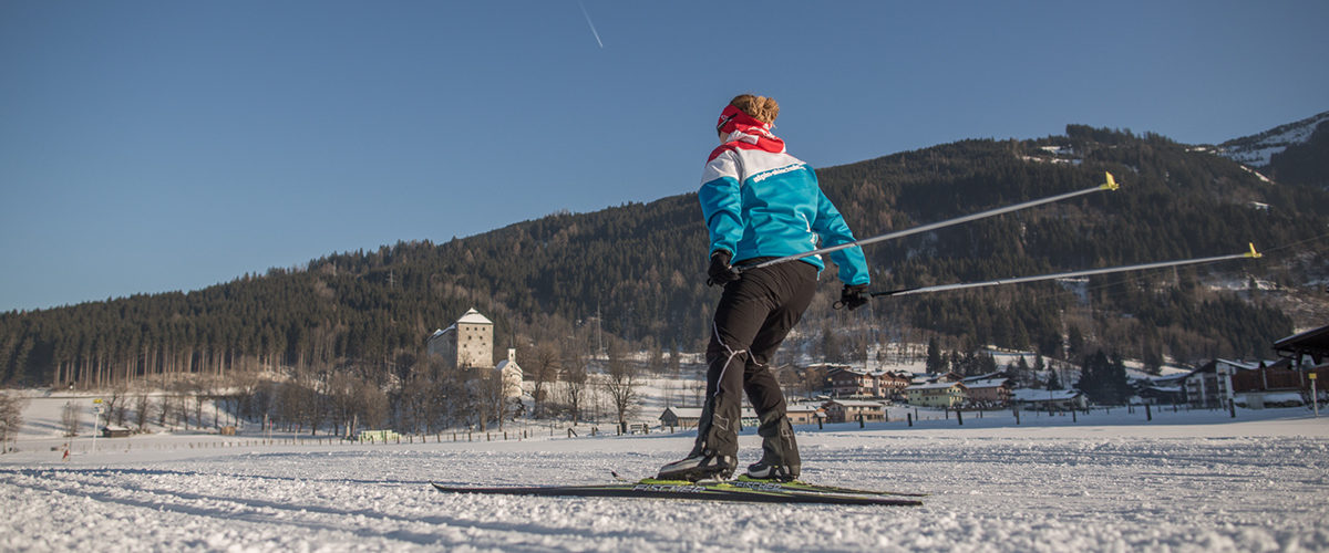 Langlaufloipe in Kaprun um die Burg