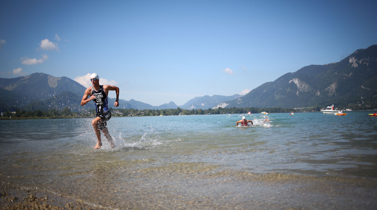 Wolfgangsee Challenge Ausstieg Wasser