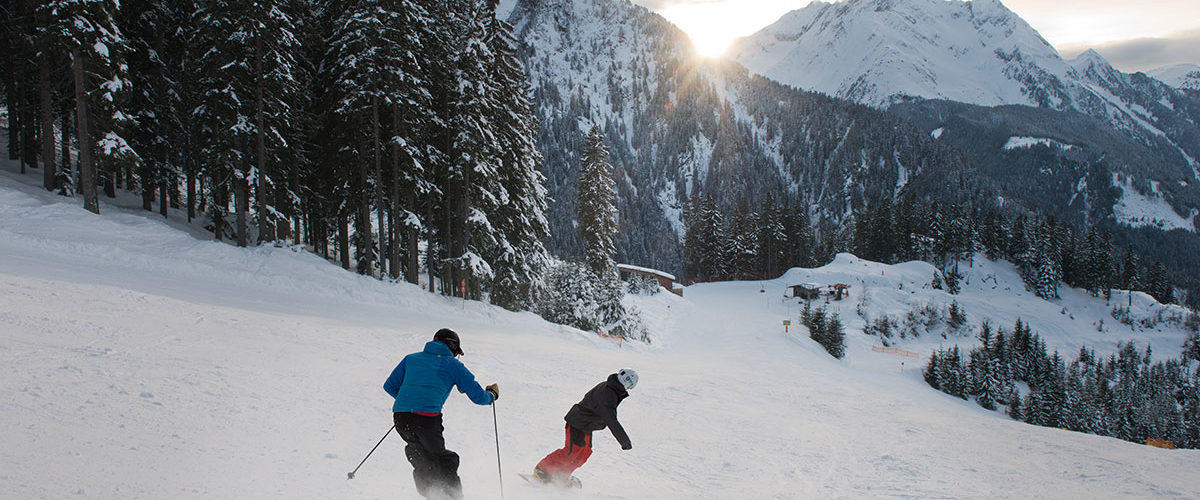 Skifahren zu zweit