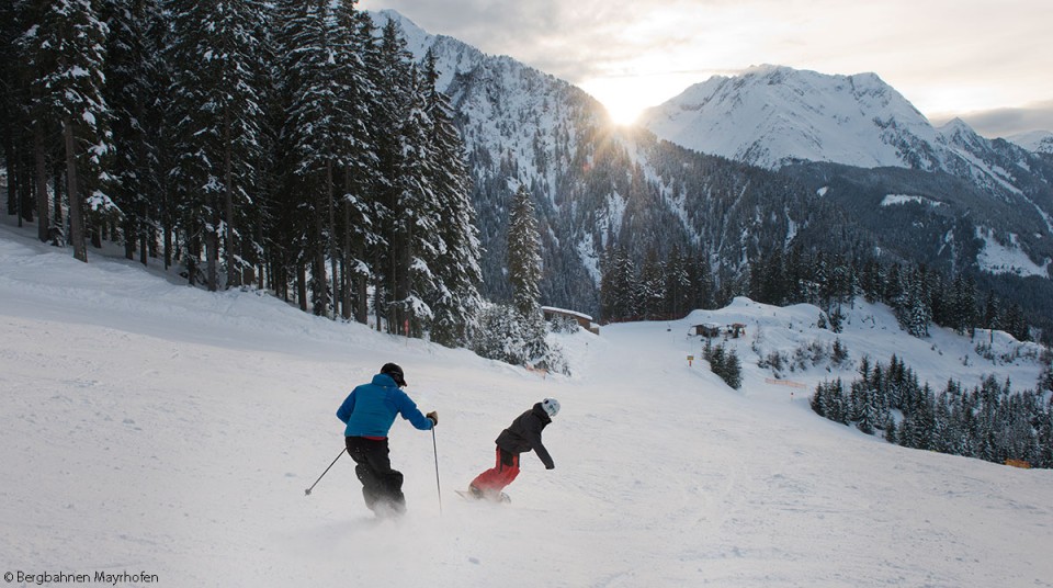 Skifahren zu zweit