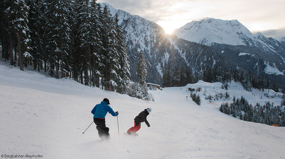 Skifahren zu zweit