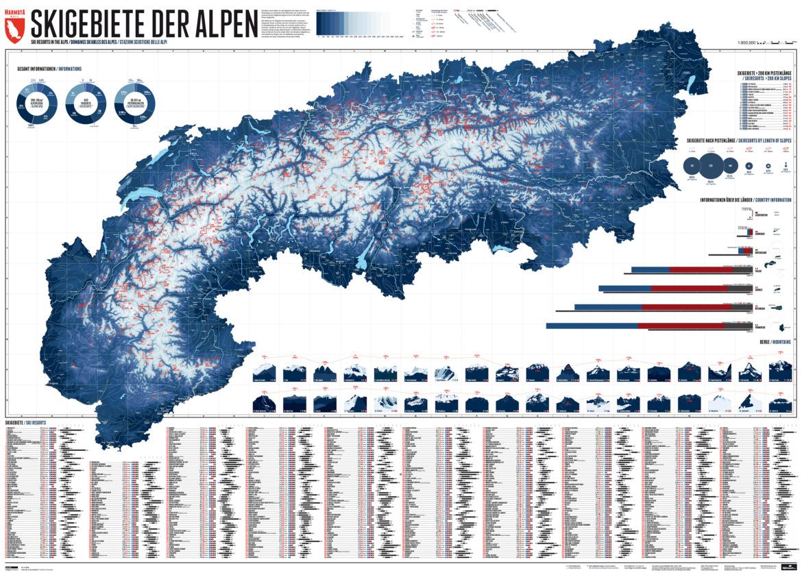 Karte Skigebiete Alpen