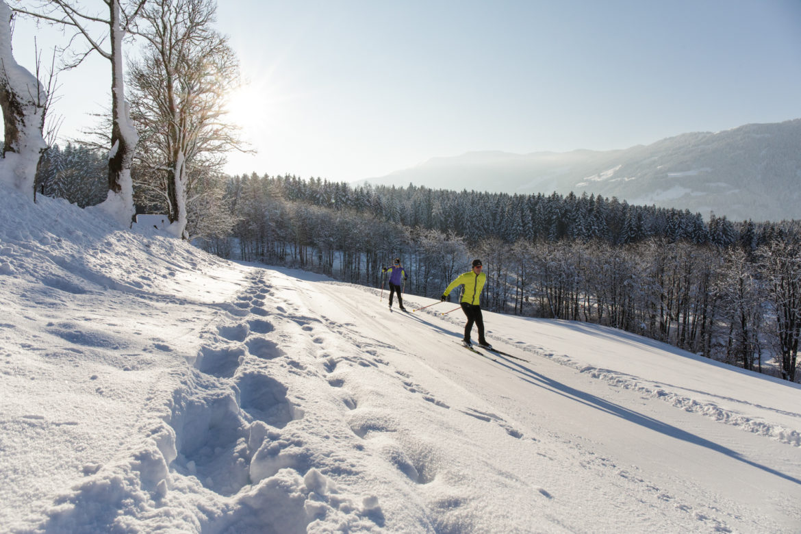 langlaufen saalfelden sonnenuntergang