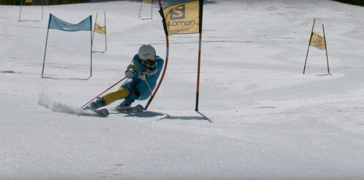 skifahrer gegen drohne