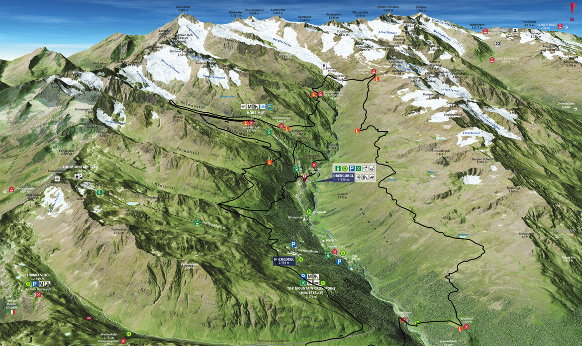Streckenpanorama Gletscher Trail 62K